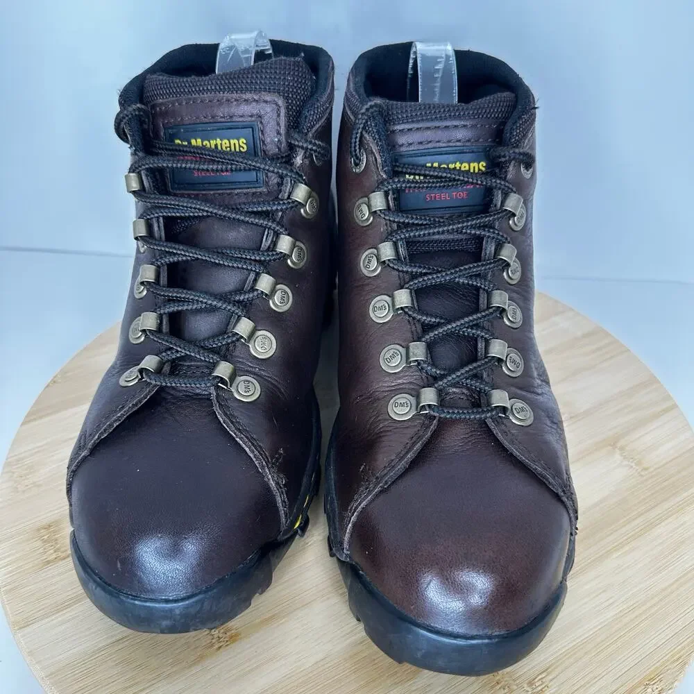 Dr. Martens Brown Leather Steel Toe Safety Ankle Boots Size Mens 8 Womens 9